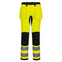 WX2 Hi-Vis nadrág lezippzározható lengőzsebbel, fekete/sárga