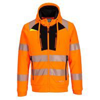 DX4 Hi-Vis cipzáras kapucnis pulóver, fekete/narancssárga