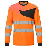 PW2 Hi-Vis hosszú ujjú póló, fekete/narancssárga