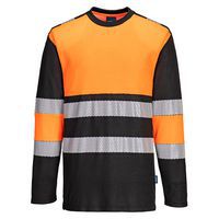 PW3 Hi-Vis Class 1 hosszú ujjú póló L/S, fekete/narancssárga
