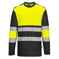 PW3 Hi-Vis Class 1 hosszú ujjú póló L/S, fekete/sárga