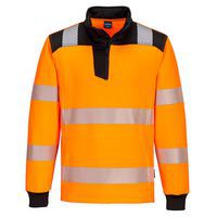 PW3 Hi-Vis 1/4 Zippzáras hosszú ujjú póló, fekete/narancssárga