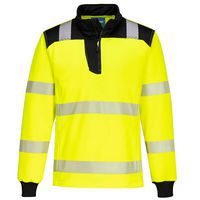 PW3 Hi-Vis 1/4 Zippzáras hosszú ujjú póló, fekete/sárga