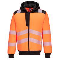 PW3 Hi-Vis zippzáras kapucnis pulóver, fekete/narancssárga