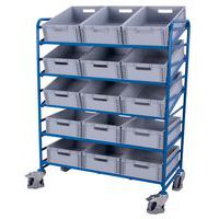 Euro polcos kocsi rekeszekkel és ferde polcokkal, 5 polccal, 135 x 66,5 x 170 cm