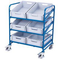 Euro polcos kocsi rekeszekkel és ferde polcokkal, 3 polccal, 93,5 x 66,5 x 112,5 cm