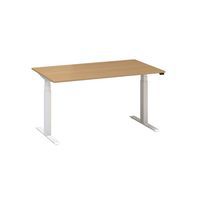 Alfa Up állítható magasságú irodai asztalok fehér lábazattal, 140 x 80 x 61,5-127,5 cm