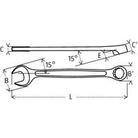 B / B' : tête ØC : fourche épaisseurC' : tête hauteurE : inclinaisonL : longueur