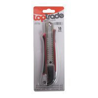 TOPTRADE vágókés tördelhető pengével, ALU, gumírozott, 18 mm, profi