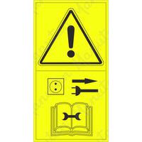 Figyelmeztető táblák - Javítás vagy beállítás közben válassza le az áramforrásról