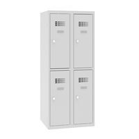Alacsony iskolai öltözőszekrények, 4 rekeszes, 300 mm, forgóretesszel