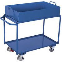 Polcos kocsik vázzal, 2 fém polccal, magasított peremmel, 250 kg-ig, 117 x 61 x 84,5 cm