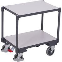 Polcos kocsi Euro szállítókocsi rendszerrel, ESD, 2 polccal, 67,5 x 41,5 x 66,5 cm, szürke