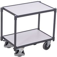Polcos kocsi Euro dolly rendszerrel, ESD, 2 polccal, 10 mm-es élvastagsággal, 67,5 x 41,5 x 63,5 cm, szürke