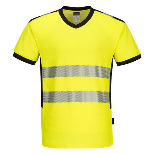 PW3 Hi-Vis V-nyakú póló, fekete/sárga