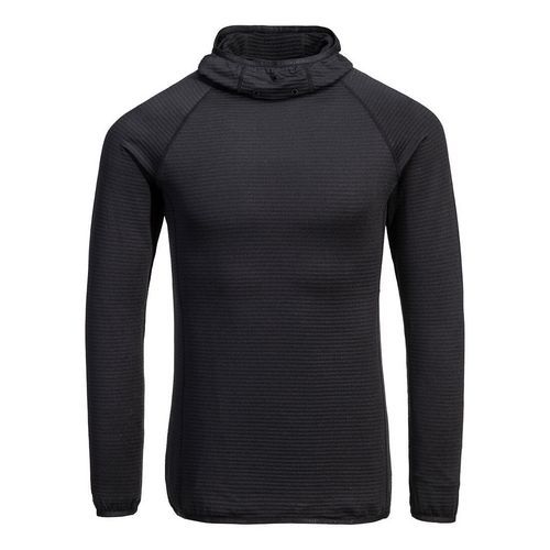 Waffle Fleece kapucnis Baselayer, fekete