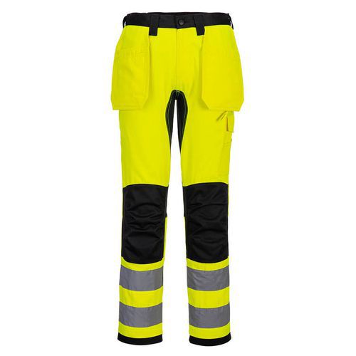 WX2 Hi-Vis nadrág lezippzározható lengőzsebbel, fekete/sárga