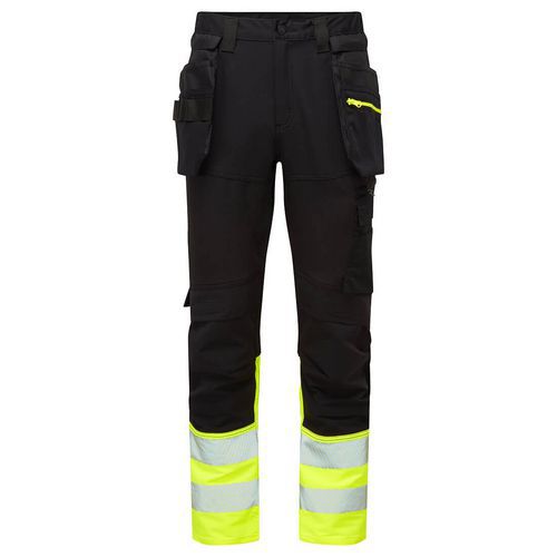 DX4 Hi-Vis nadrág lezippzározható lengőzsebbel, fekete/sárga