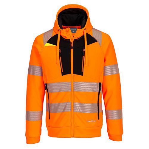 DX4 Hi-Vis cipzáras kapucnis pulóver, fekete/narancssárga