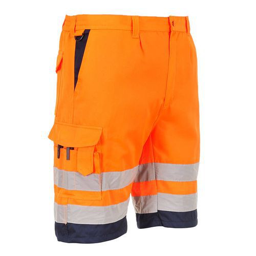 Hi-Vis könnyű poli-pamut rövidnadrág, kék/narancssárga
