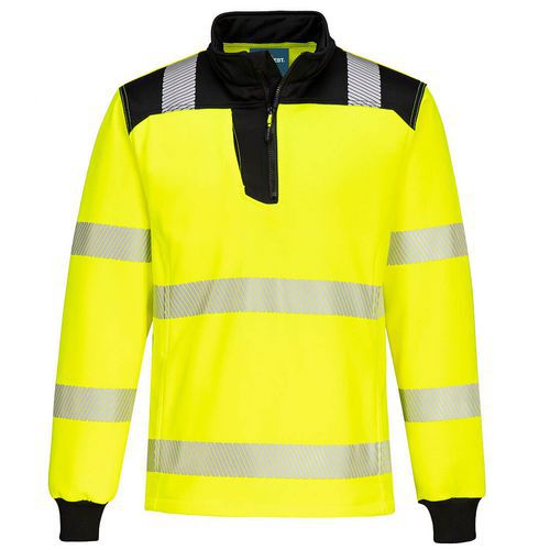 PW3 Hi-Vis 1/4 Zippzáras hosszú ujjú póló, fekete/sárga