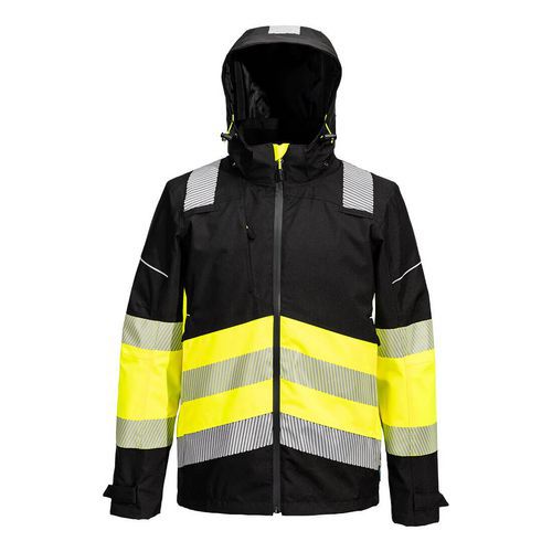 PW3 Hi-Vis Class 1 Extreme lélegző esőkabát, fekete/sárga