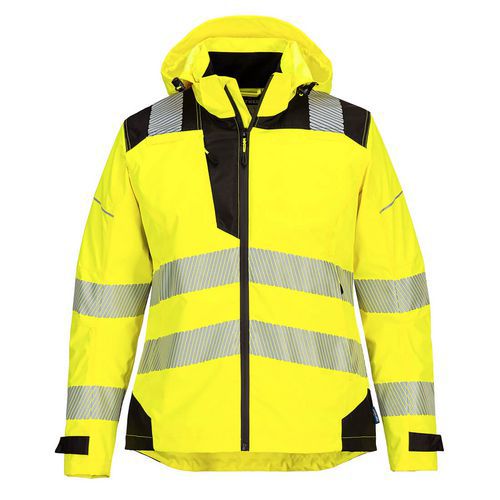 PW3 Hi-Vis női esőkabát, fekete/sárga