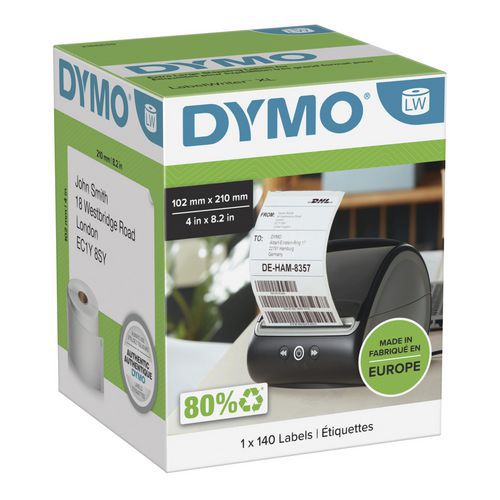 Öntapadós címkék Dymo LabelWriter nyomtatóhoz, 102 x 210 mm