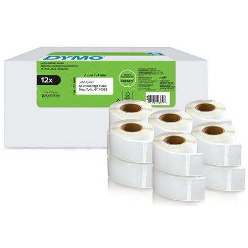Öntapadós címkék Dymo LabelWriter nyomtatóhoz, 12 tekercs Öntapadós címkék Dymo LabelWriter nyomtatóhoz, 12 tekercs