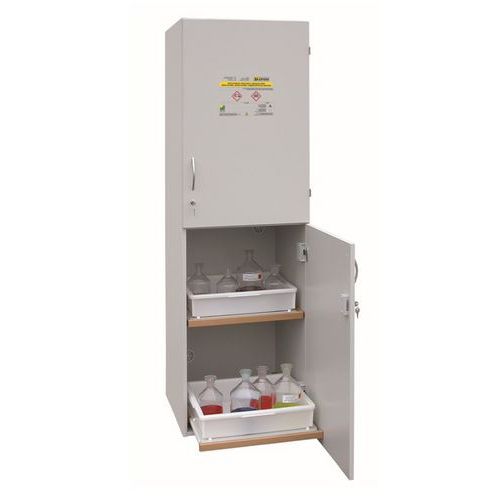 StoreLAB SLS sav- és lúgtároló szekrények, 600 x 600 x 1935 mm, 2 rekesz, 4 polc StoreLAB SLS sav- és lúgtároló szekrények, 600 x 600 x 1935 mm, 2 rekesz, 4 polc