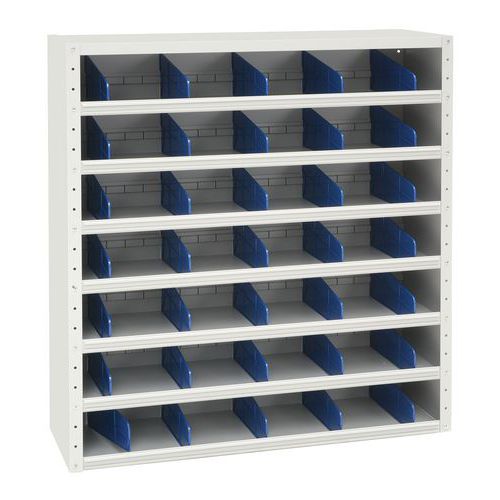 Alacsony fém polcállványok osztókkal Manutan Expert, 108 x 100 x 20 - 30 cm, 6 polc, szürke Alacsony fém polcállványok osztókkal Manutan Expert, 108 x 100 x 20 - 30 cm, 6 polc, szürke