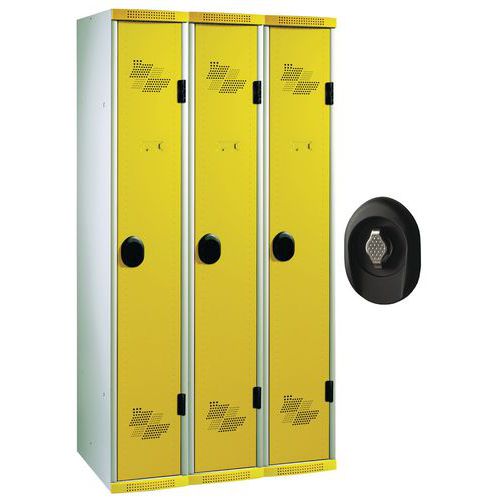 Acial hegesztett öltözőszekrények, 3 rekesszel, 300 mm, forgóretesszel Acial hegesztett öltözőszekrények, 3 rekesszel, 300 mm, forgóretesszel