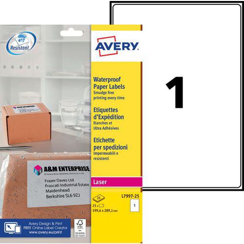 Avery öntapadós címkék, vízálló