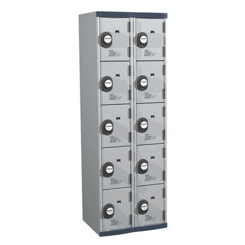 Acial hegesztett öltözőszekrények, 2 oszlopban 10 rekesszel, 300 mm, számkódos zárral Acial hegesztett öltözőszekrények, 2 oszlopban 10 rekesszel, 300 mm, számkódos zárral