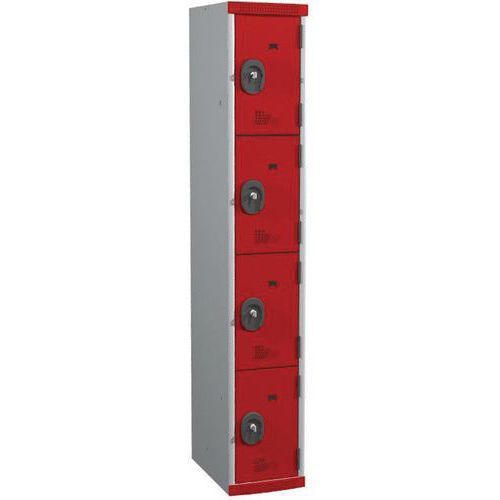 Acial hegesztett öltözőszekrények, 1 oszlopban 4 rekesszel, 300 mm, hengerzárral Acial hegesztett öltözőszekrények, 1 oszlopban 4 rekesszel, 300 mm, hengerzárral