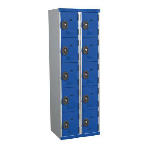 Acial hegesztett öltözőszekrények, 2 oszlopban 10 rekesszel, 300 mm, hengerzárral Acial hegesztett öltözőszekrények, 2 oszlopban 10 rekesszel, 300 mm, hengerzárral