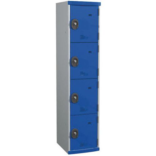 Acial hegesztett öltözőszekrények, 1 oszlopban 4 rekesszel, 400 mm, hengerzárral Acial hegesztett öltözőszekrények, 1 oszlopban 4 rekesszel, 400 mm, hengerzárral