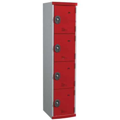 Acial hegesztett öltözőszekrények, 1 oszlopban 4 rekesszel, 400 mm, hengerzárral Acial hegesztett öltözőszekrények, 1 oszlopban 4 rekesszel, 400 mm, hengerzárral