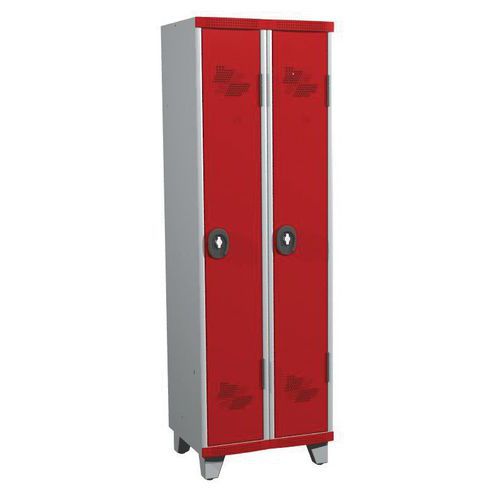 Acial hegesztett öltözőszekrények, 2 rekesszel, 300 mm, lábakon, forgóretesszel Acial hegesztett öltözőszekrények, 2 rekesszel, 300 mm, lábakon, forgóretesszel