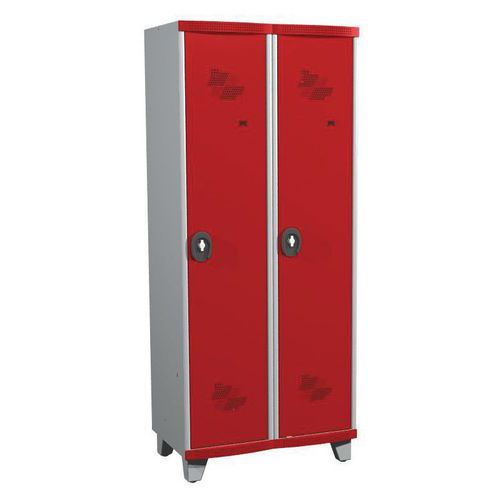 Acial hegesztett öltözőszekrények válaszfallal, 2 rekesszel, 400 mm, lábakon, forgóretesszel Acial hegesztett öltözőszekrények válaszfallal, 2 rekesszel, 400 mm, lábakon, forgóretesszel