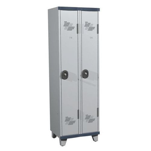 Acial hegesztett öltözőszekrények, 2 rekesszel, 300 mm, lábakon, hengerzárral Acial hegesztett öltözőszekrények, 2 rekesszel, 300 mm, lábakon, hengerzárral