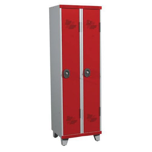 Acial hegesztett öltözőszekrények, 2 rekesszel, 300 mm, lábakon, hengerzárral Acial hegesztett öltözőszekrények, 2 rekesszel, 300 mm, lábakon, hengerzárral