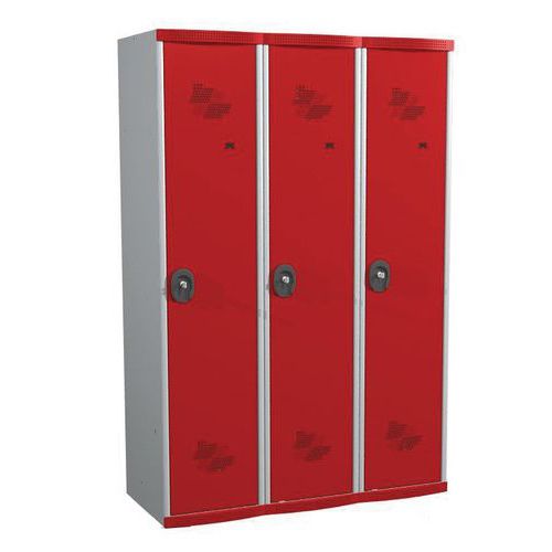 Acial hegesztett öltözőszekrények válaszfallal, 3 rekesszel, 400 mm, hengerzárral Acial hegesztett öltözőszekrények válaszfallal, 3 rekesszel, 400 mm, hengerzárral
