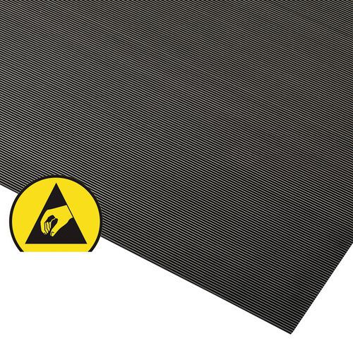 Antisztatikus Rib 'n' Roll™ ESD szőnyeg, fekete, 120 x 150 cm