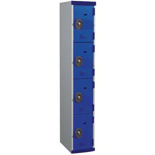 Acial hegesztett öltözőszekrények, 1 oszlopban 4 rekesszel, 300 mm, hengerzárral Acial hegesztett öltözőszekrények, 1 oszlopban 4 rekesszel, 300 mm, hengerzárral