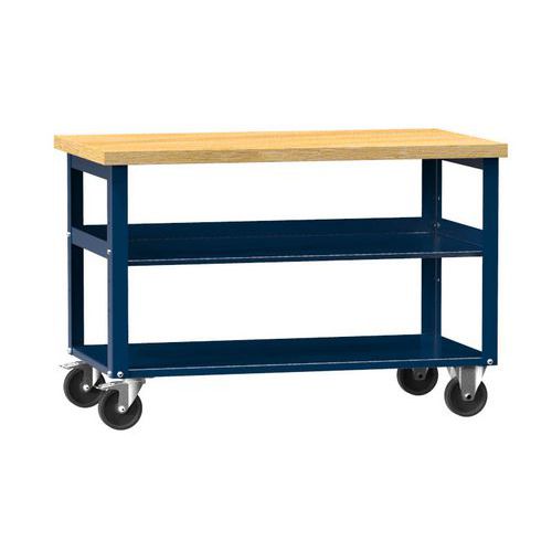 Mobil műhelyasztalok PPS Multiplex, 81 x 120 x 70 cm, 2 polc, bükk