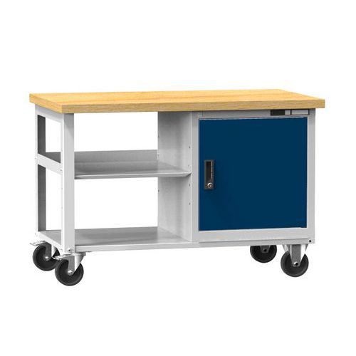 Mobil műhelyasztalok PPS Multiplex, 81 x 120 x 70 cm, 2 polc és szekrény, bükk Mobil műhelyasztalok PPS Multiplex, 81 x 120 x 70 cm, 2 polc és szekrény, bükk