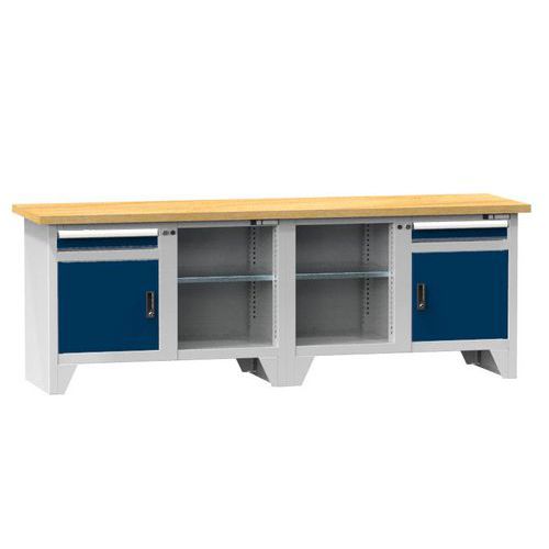 Moduláris műhelyasztalok PS3-2, 2500 x 700 x 880 mm, BÜKK