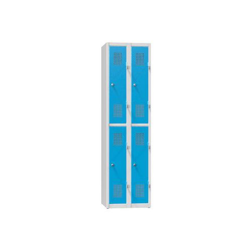 4 rekeszes fém szekrények lábazaton, felezve, 500 x 500 x 1850 mm
