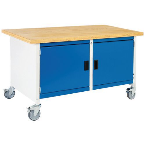 Bott Cubio Storage mobil műhelyasztal, 84 x 150 x 75 cm, 2 szekrény, multiplex/linóleum